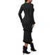 thumbnail image 3 of Vestido de maternidad de punto elástico de manga larga con volantes y rayas Inspire Chic para mujer, cálido y cómodo, color negro, tamaño mediano, 3 of 6