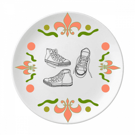 

Hand Painted White Canvas Shoes Flower Ceramics Plate Tableware Dinner Dish