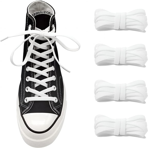 TUWAFE 2 Pairs 5/16" Wide Elastic Shoe Laces for High Tops, No Tie Stretch Flat Shoelaces Replacement Strings for Sneakers
