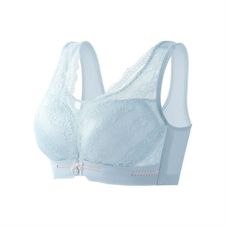 BXJX Bras for Women Clearance Comfortable Breathable Bra Lace Wireless Push-up Daily Underwear Bralette Blue Size 46