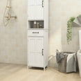 thumbnail image 5 of Youmumeub 65" Tall Accent Cabinet, Modern White Sideboard with Carved Double Doors and Shelves for Living Room, Entryway, or Study, 5 of 12