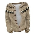 thumbnail image 4 of iHPH7 Fair Isle Sweater Women Soft Cardigans for Women Open Front Cardigan for Women Sweater Jacket for Women Button Up Cardigans for Women Long Sleeve Sweaters for Women Khaki 4XL, 4 of 4