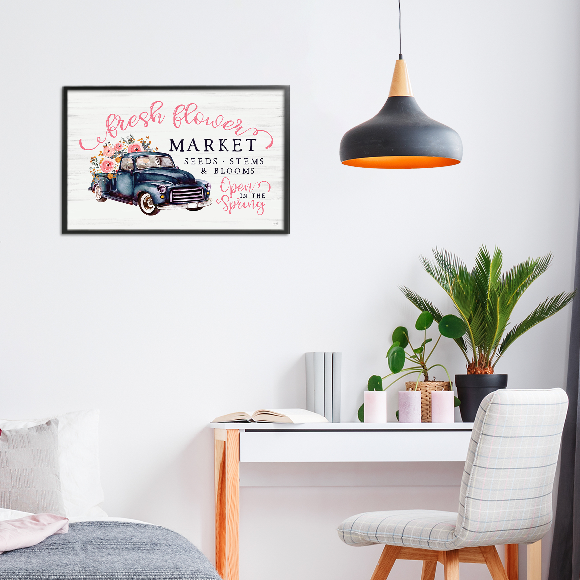 Stupell Industries Antique Spring Market Black Framed Giclee Art, design by Lux + Me Designs