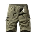 thumbnail image 2 of LNZGNM Men's Casual Cargo Shorts Lightweight Loose Golf Shorts Stretch Drawstring Work Shorts Athletic Outdoor Shorts with Zipper Pockets,Army Green S, 2 of 5