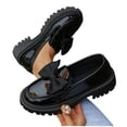 thumbnail image 4 of Miluxas Women's Leather Platform Loafers with Bow - Chunky Trendy Slip-On Dress Shoes for Work & Casual Wear Black 7.5(40), 4 of 9