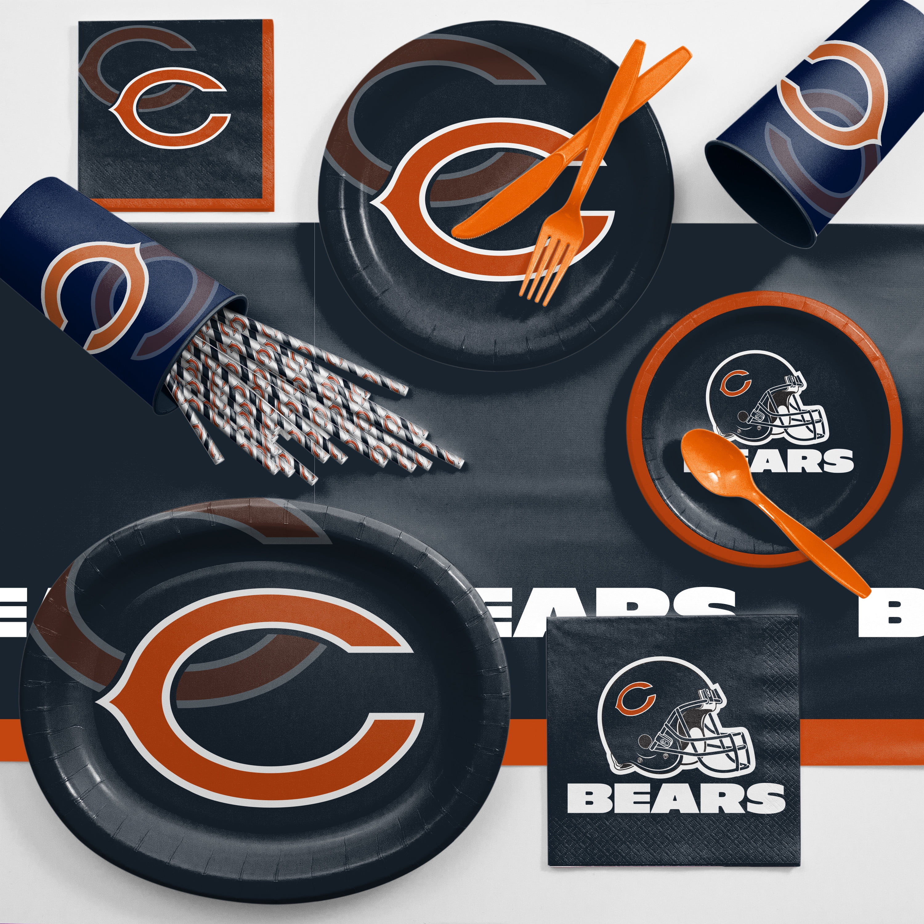 Chicago Bears Round Paper Dessert Plates 24 Count for 24 Guests