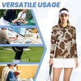 thumbnail image 6 of Uorisanigo Brown Cow Pattern Athletic Polo Workout Tops for Women Stylish Versatile Women's Dry-Fit Golf Polo Shirts with Zipper for Tennis Hiking & Outdoor Sports, 6 of 7