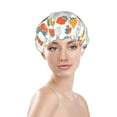 thumbnail image 3 of Kdxio Floral Strawberr Print Shower Cap for Women,Elastic and Reusable,Double Waterproof Layers Bathing Hat, 3 of 9