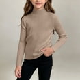 thumbnail image 7 of BRGZLK Girls Mock Neck Sweater Tops Fall Winter Sweet Cute Solid Color Ribbed Knit Long Sleeve Stretch Fit Inner Layer Tees for Outings, Kids Clothes Khaki 3-6 Years, 7 of 7