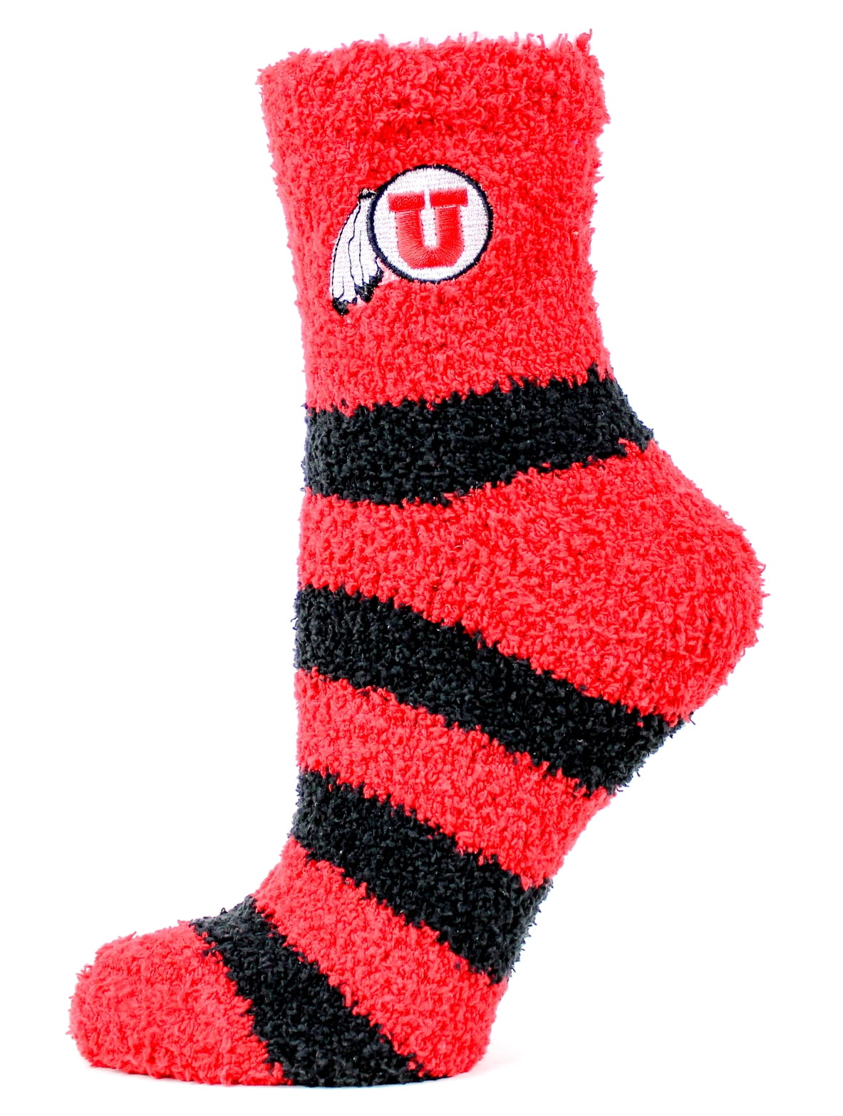 Utah Utes Striped Fuzzy Sock - Donegal Bay - Unisex - One Size - Ankle