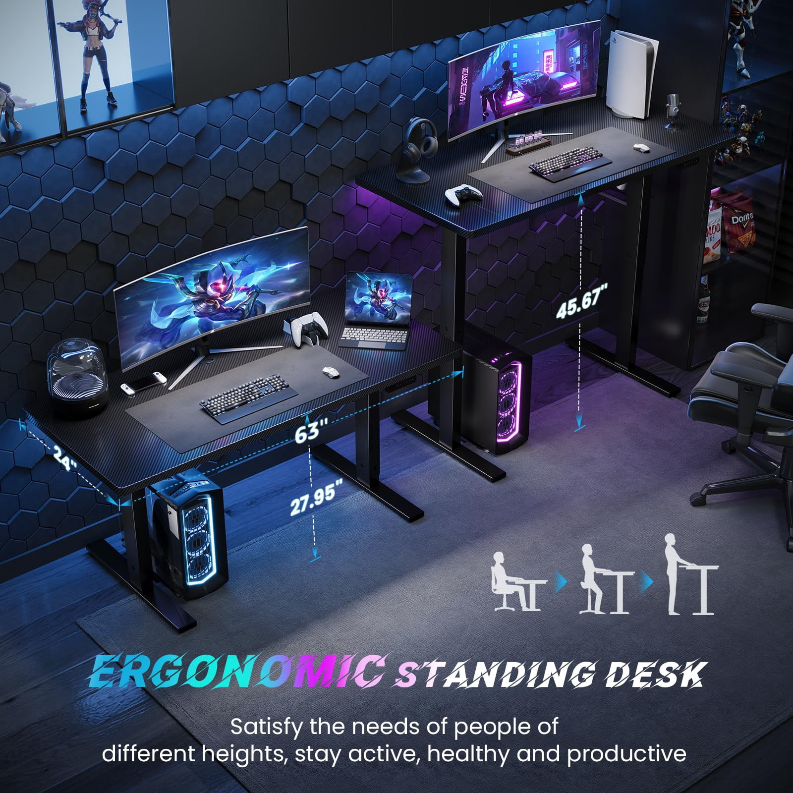 Standing Desk – Adjustable Height Electric Desk With Memory Controller