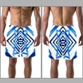 thumbnail image 3 of luoweisi Men's Beach Shorts Quick Dry Swim Trunks with Mesh Lining Blue and White Geometry XL, 3 of 5