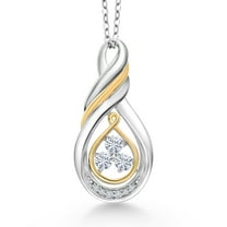 Gem Stone King 925 Sterling Silver and 10K Yellow Gold White Moissanite and White Lab Grown Diamond Infinity Pendant Necklace for Women (0.34 Cttw, Gemstone, with 18 inch Chain)