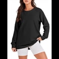 thumbnail image 2 of Sudaderas de Gran Tamaño para Mujer, Cuello Redondo, Larga, Sudaderas con Cremallera Lateral, Ropa de Otoño 2025 Negro XL, 2 of 8