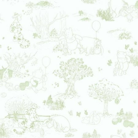 York Wallcoverings DK5843 Wallpaper Walt Disney Kids : Pooh & Friends Home Decor ;White / Green
