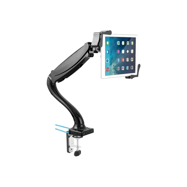 CTA Digital Tablet Mount and USB Hub - kit de Montage (Clamp C, Support, Bras de Montage Réglable) - pour Tablette - Aluminium - Taille de l'Écran: 7"-13" - Bureau