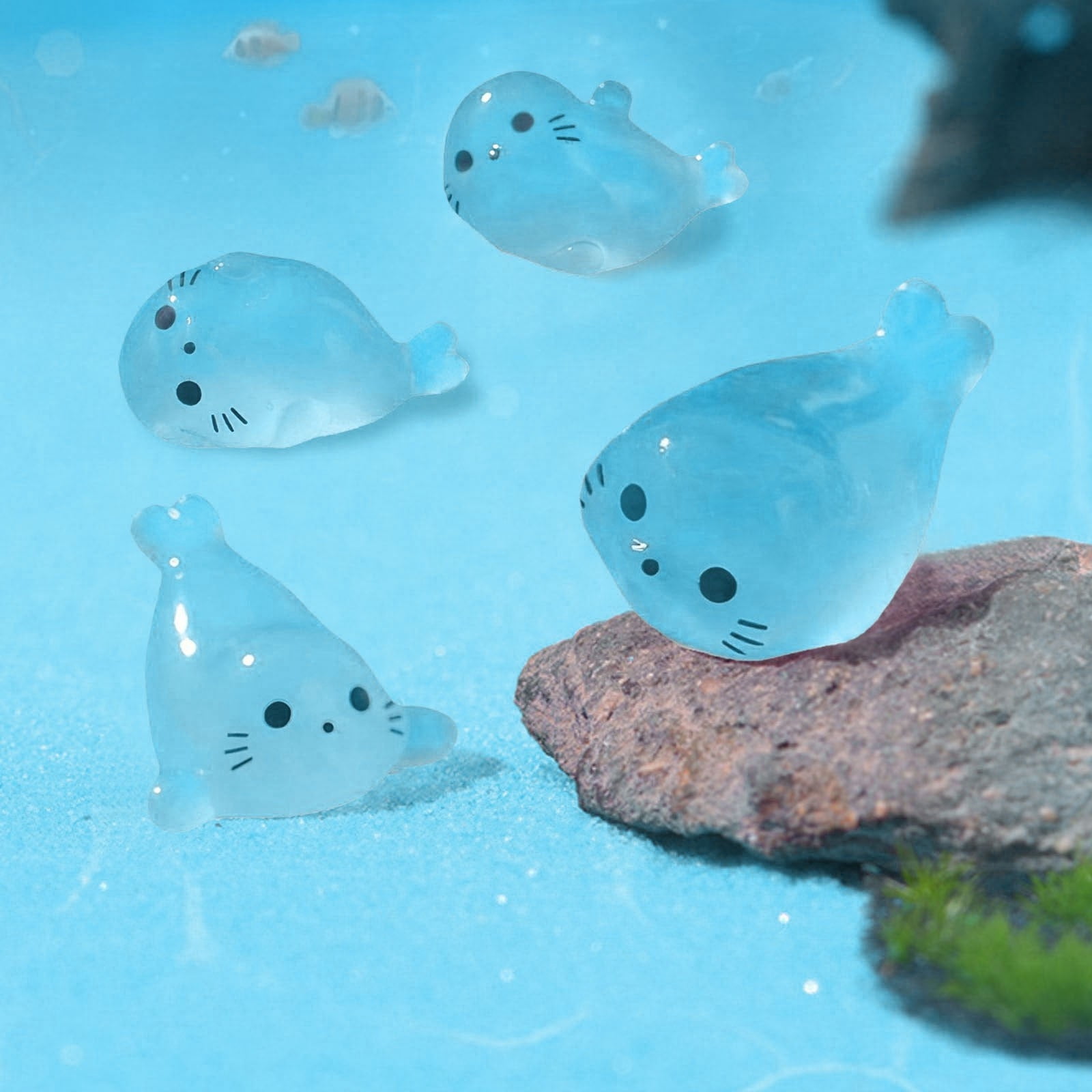VEOIRXU 50 Pièces Mini Figurines d'Animaux en Résine Mini Figurines Océan Mini Animaux Lumineux Minuscules Miniatures Animaux Marins Pour Jardins Paysagers Bonsaï Bassins à Poissons et Aquariums