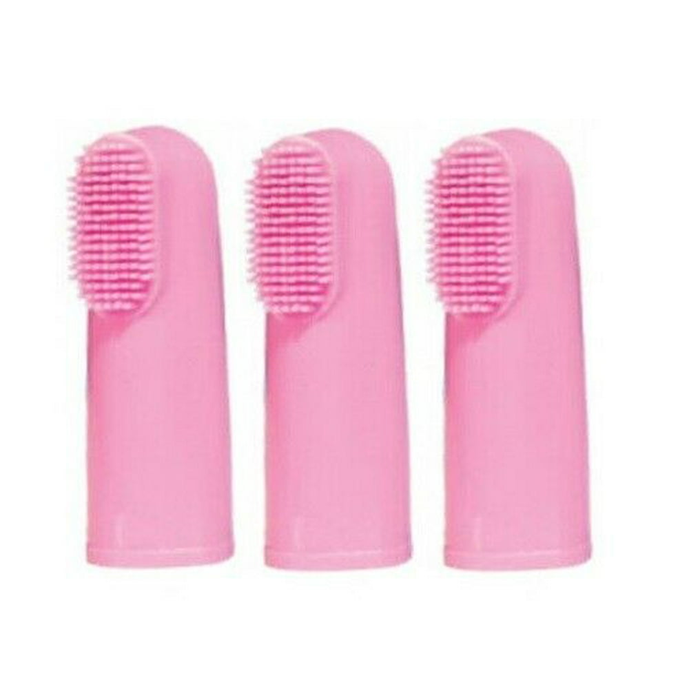 Pet Dental Care Finger Toothbrushes Soft Bristle Dog Oral Health Pink