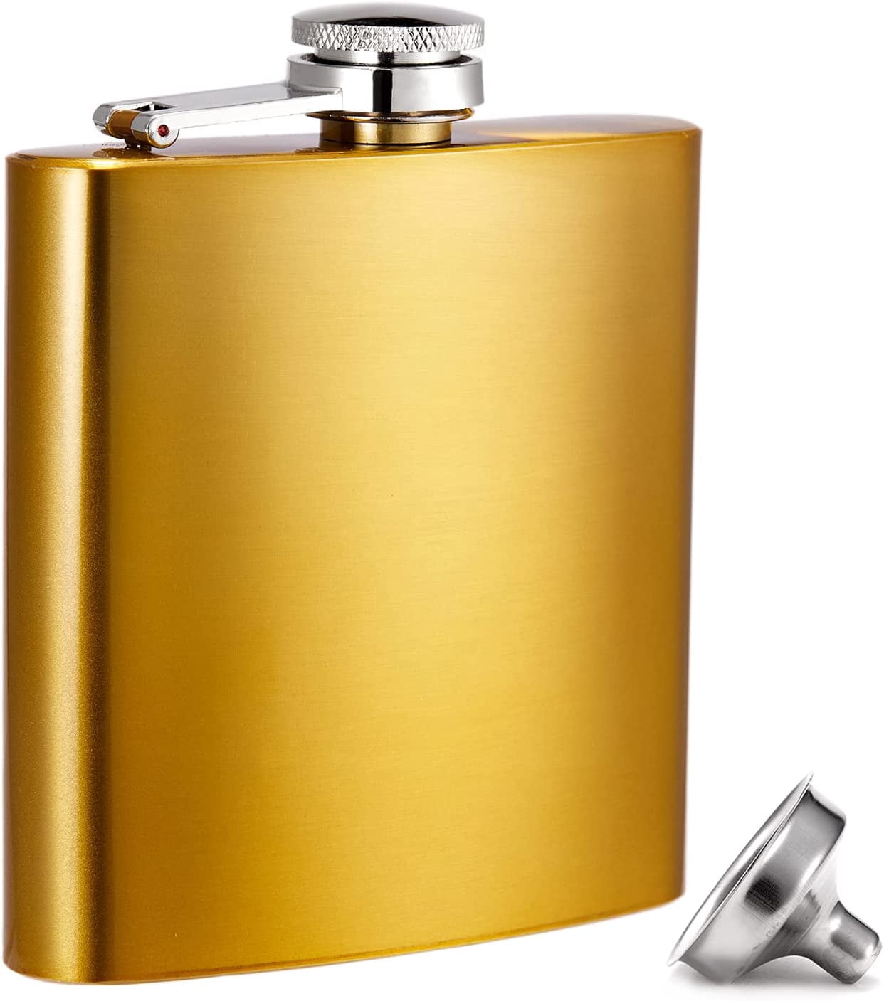 INSTOME 6oz Diamond Rhinestone Hip Flask For Women - Gold, Stainless Steel, Leakproof, With Funnel, Gift Box