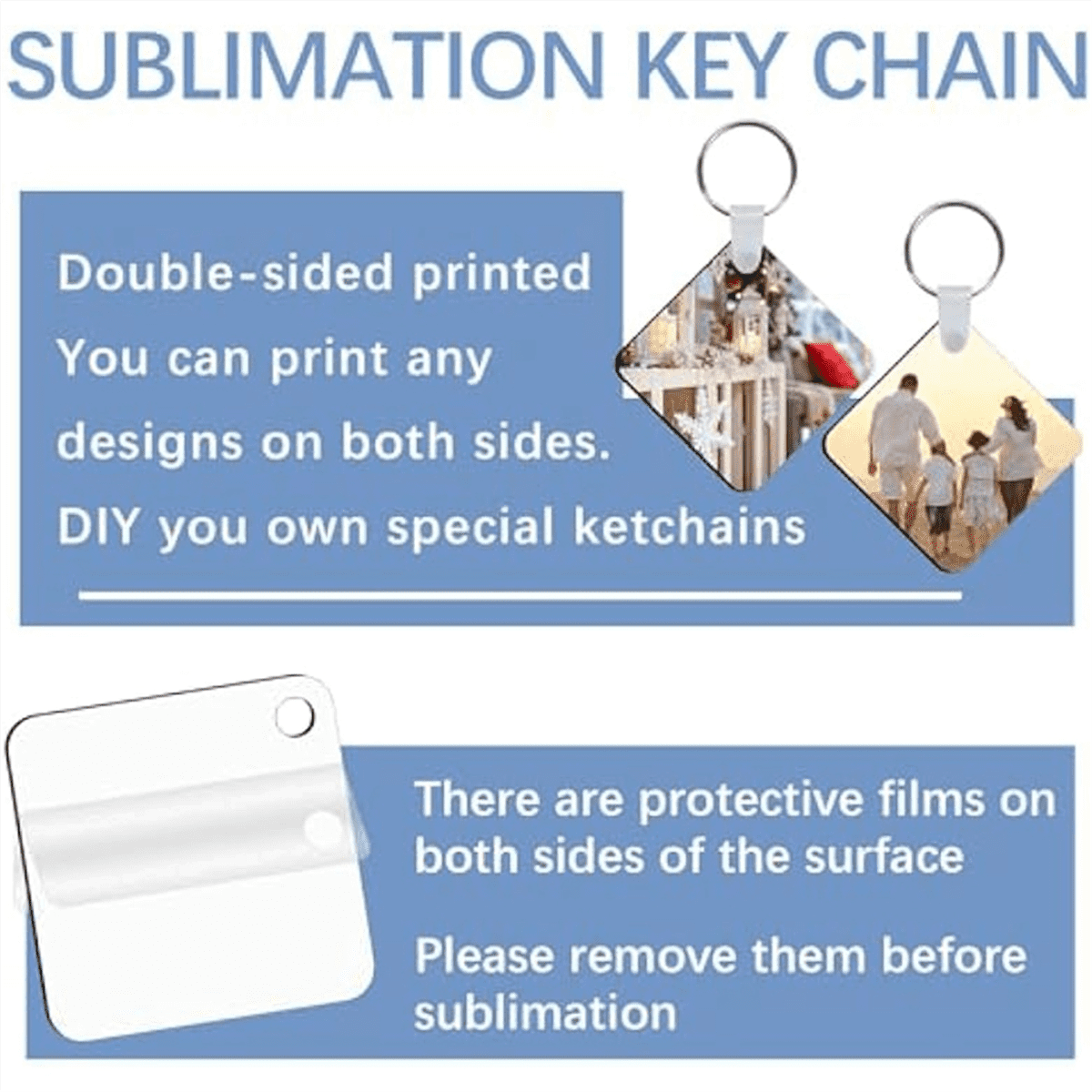 240Pcs Sublimation Keychain Blanks Double Sides 80 MDF Sublimation Keychains Blank with 160 Rings and Clips