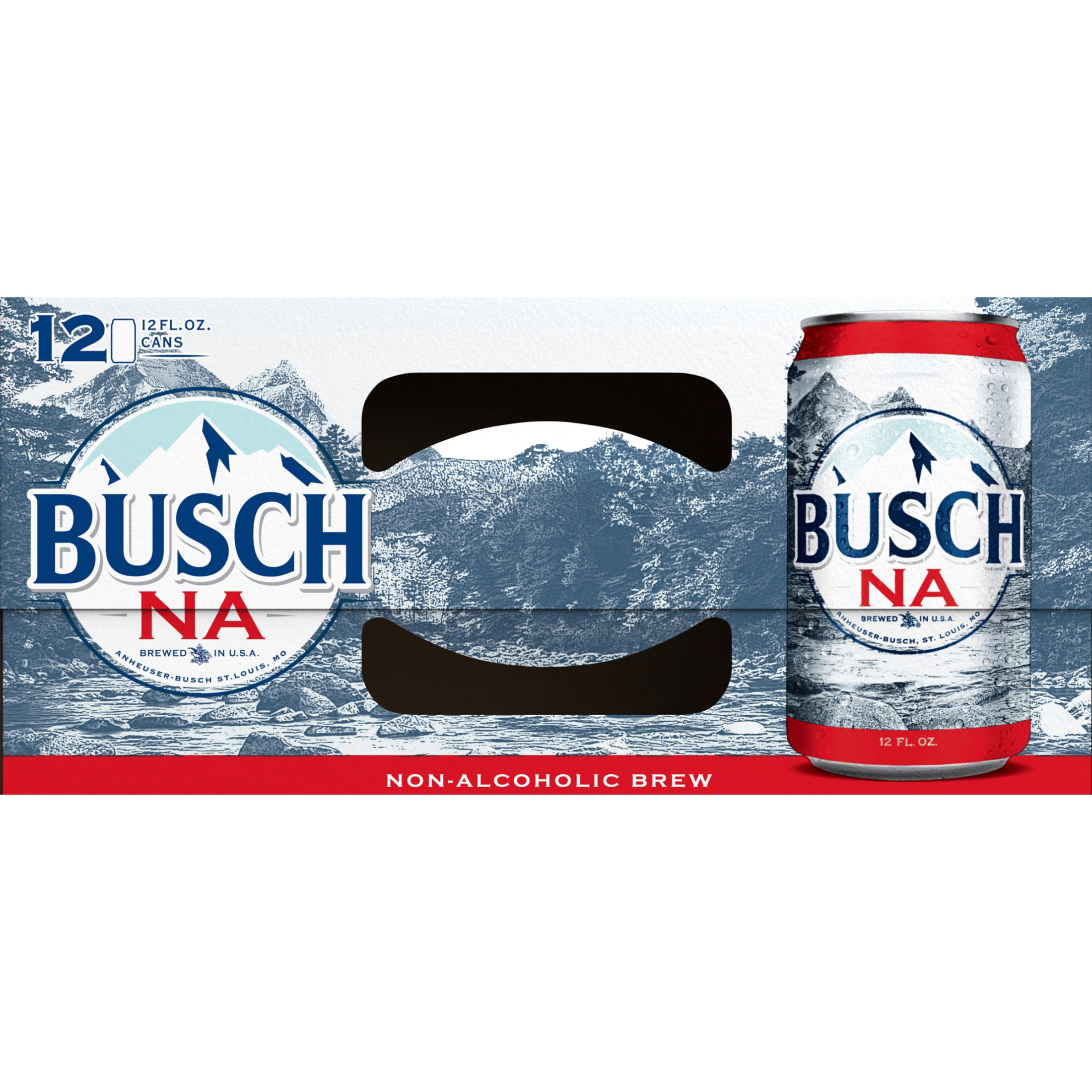 Busch Non Alcoholic American Lager Beer 12 pack 12 fl oz Aluminum Cans 0.5% ABV