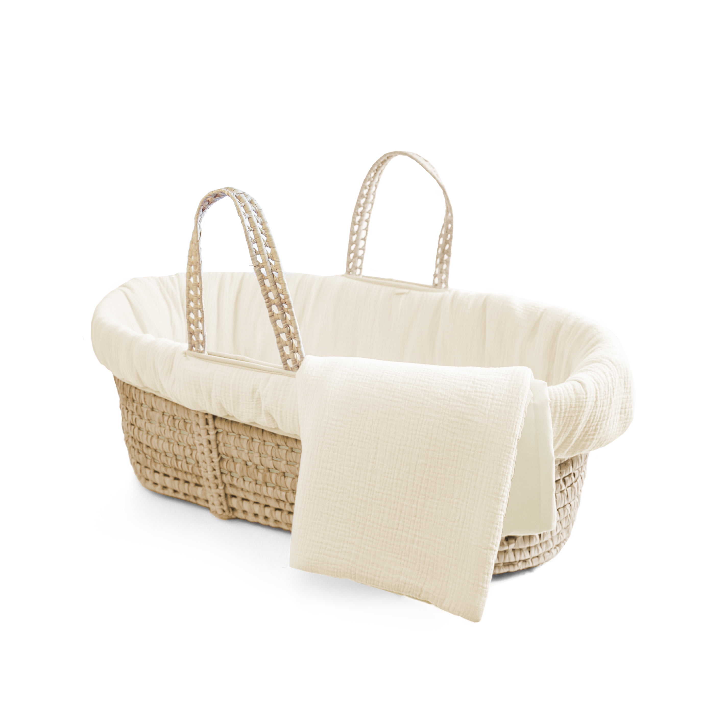 6 COLOURS EXTRA LARGE WICKER MOSES BASKET WITH BEDDING SET AND WHITE STAND 