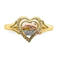 thumbnail image 5 of 14K Two-Tone Gold Ring Band Themed Yellow & Rose with Rhodium Dolphin in Heart, Size 8, 5 of 7