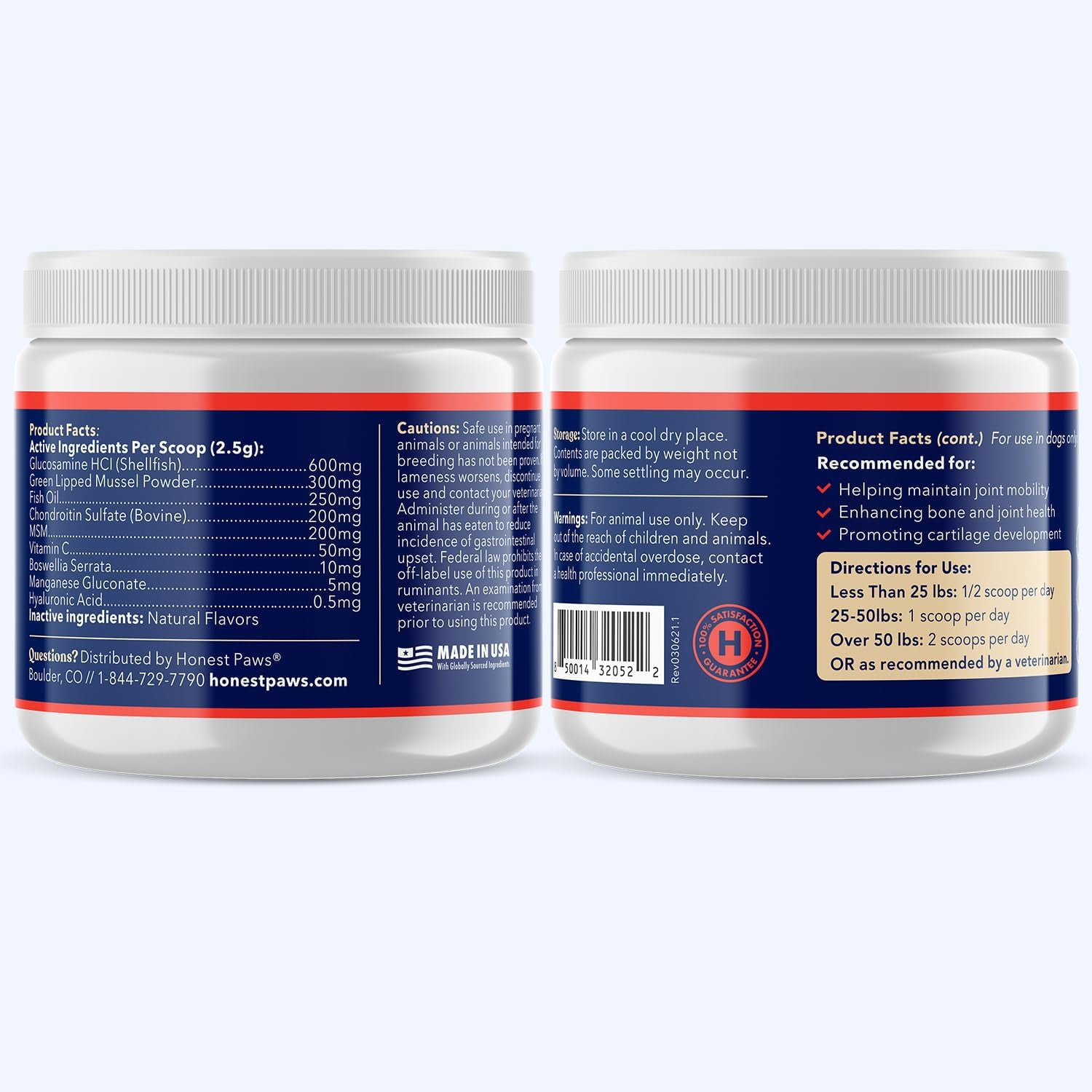 Honest Paws Dog Mobility Supplement- Hip and Joint Powder for Bone Health