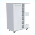 thumbnail image 3 of Bar Cart with 2 Open Shelves, 6 Wine Cubbies, Locking Casters, Cabinet - White | Modern | Particle Board, 3 of 10