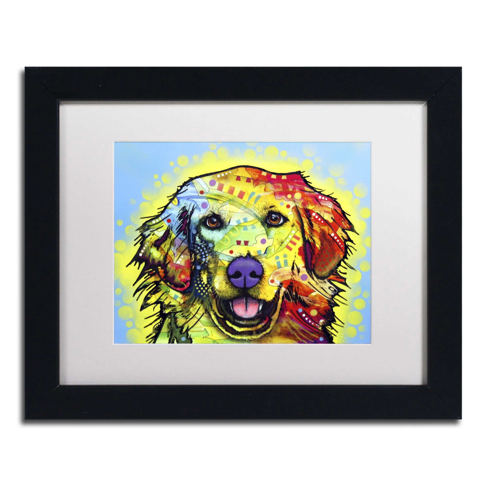 Trademark Fine Art "Golden Retriever" Canvas Art by Dean Russo, White Matte, Black Frame