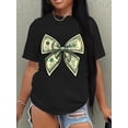 thumbnail image 1 of Camiseta de cuello redondo con estampado de lazo, informal, de manga corta para primavera y verano, para mujer, para adultos, hombres, mujeres, adolescentes, jóvenes, deportes casuales., 1 of 6