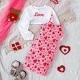 thumbnail image 2 of Tiweut Kid Leisure Outfits Dress Set Cropped Top Valentine's Day Print Clothes Suit, 2 of 5