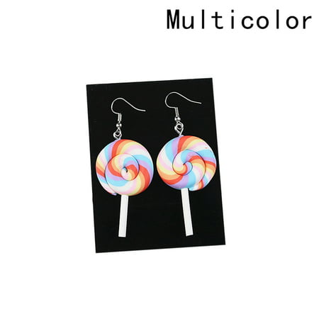 Fancyleo Rainbow Swirling Lollipops Earrings Candy Costume Style Jewelry Earrings ACWT