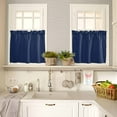 thumbnail image 3 of Navy Blue Kitchen Curtains and Valances Set, 3 Piece Kitchen Curtains Set 24 Inch Length, Modern Pure Navy Blue Rod Pocket Curtains Tier Farmhouse Window Curtains, 3 of 6
