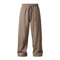 thumbnail image 4 of GEWSEY Men's Casual Linen Pants Loose Fit Drawstring Waist Lightweight Linen Trousers Summer Yoga Beach Long Pants (Coffee, 3XL), 4 of 5