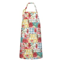 Pioneer Flower Floral Print Pattern Apron-Garden Aprons for Women with Pockets-Cotton Linen Waterproof Kitchen Cooking Gardening Aprons Adjustable for Kitchen,Cooking,BBQ and Salon 33x27 Inch