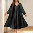thumbnail image 2 of Satin Nightgown and Robe Set for Women 2 Piece Sexy V-Neck Silk Slip Dress Long Chemise Sleepwear Pajamas for Bridal Party, 2 of 6