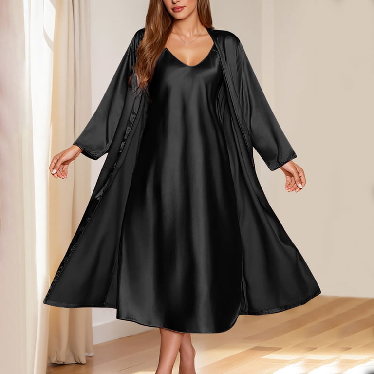 silk slip dress pajamas ouansyltg Women Long Silk Nightgown Satin Slip Dress Sexy V Neck Sleepwear  Sleeveless Nightshirt Wide Strap Chemise Apricot at Amazon Women's Clothing  store