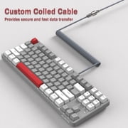 Ajazz AK873 Wired Hot Swappable Mechanical Keyboard, Coiled Cable, 22 RGB Backlit, Classic 3 Color PBT Floating Keycaps, 87% Keyboard with Detachable Magnet Cover, Custom DIY Keyboard