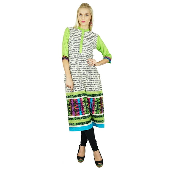 Bimba Women Ethnic Cotton Kurti Indian Traditional 3/4th Sleeve Long Blouse