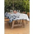 thumbnail image 4 of 54x80 Inch Outdoor Tablecloth with Umbrella Hole Zipper Rectangle Blue Botanical Rectangular Tablecloths Outside Waterproof Dragonfly Flower Leaf Retro Ink Style Patio Table Cover for Picnic Party, 4 of 8