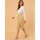 thumbnail image 4 of INSPIRE CHIC Falda plisada de cintura alta hasta la rodilla retro para mujer Caqui S, 4 of 6