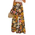 thumbnail image 3 of Satingcolo Women Summer Flowy Wide Leg Pants Drawstring Elastic Waist Casual Lounge Beach Palazzo Trouser with Pockets, Size S-2XL, 3 of 6