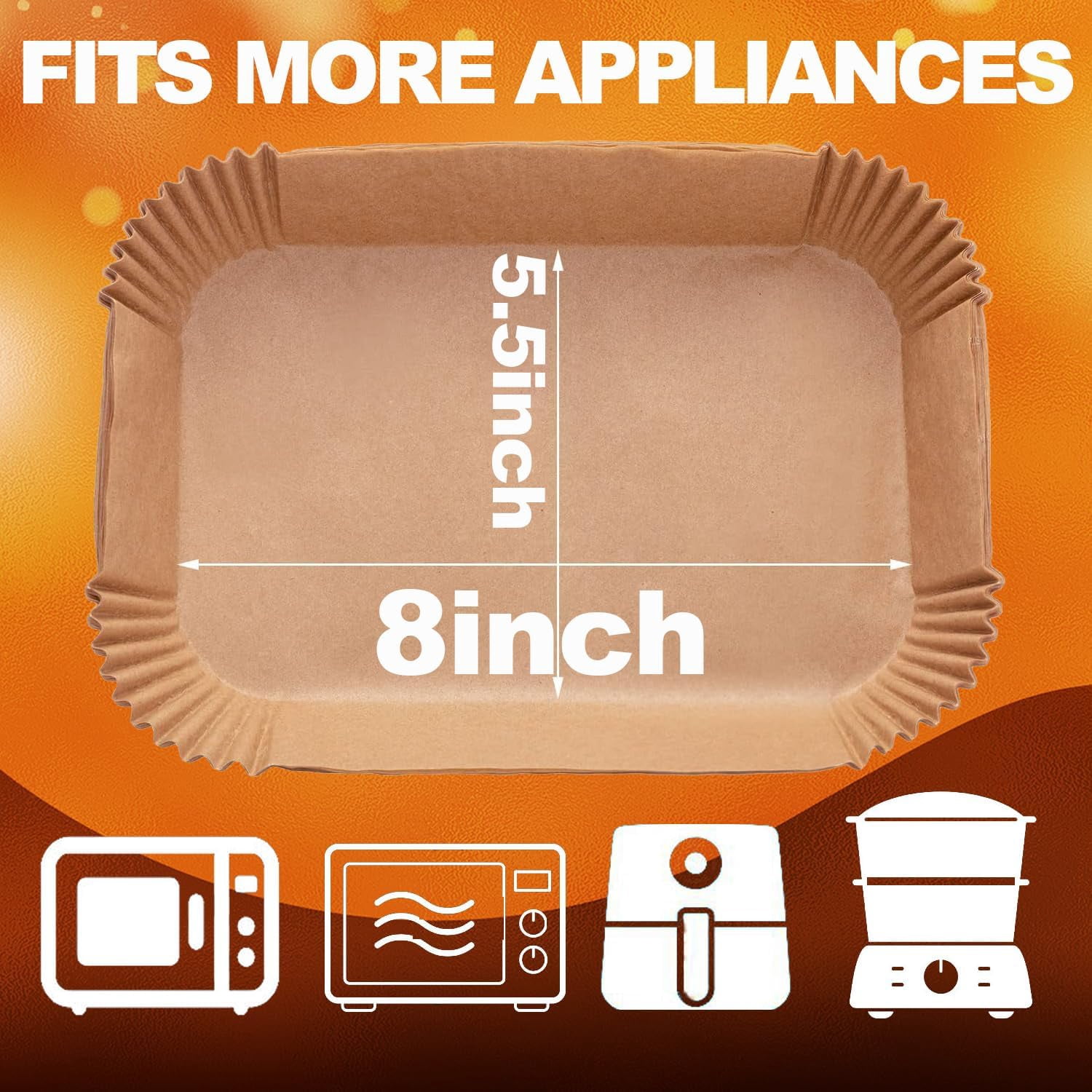 JJEAN-150PCS Air Fryer Liners Disposable Paper Liners for Ninja Dual Air Fryer Parchment Paper Rectangular for Microwave Oven 8 x 5.5inch