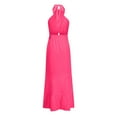 thumbnail image 4 of PENGXIANG Women‘s Summer Dress Cross Halter Neck Sleeveless Solid Color Cut Out Backless Flowy A Line Maxi Dress, 4 of 6