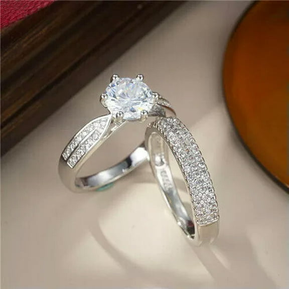 K-KED Gorgeous 925 Silver Ring Women Cubic Zircon Wedding Delicate Jewelry Gifts Size 6-10-Style 8-10
