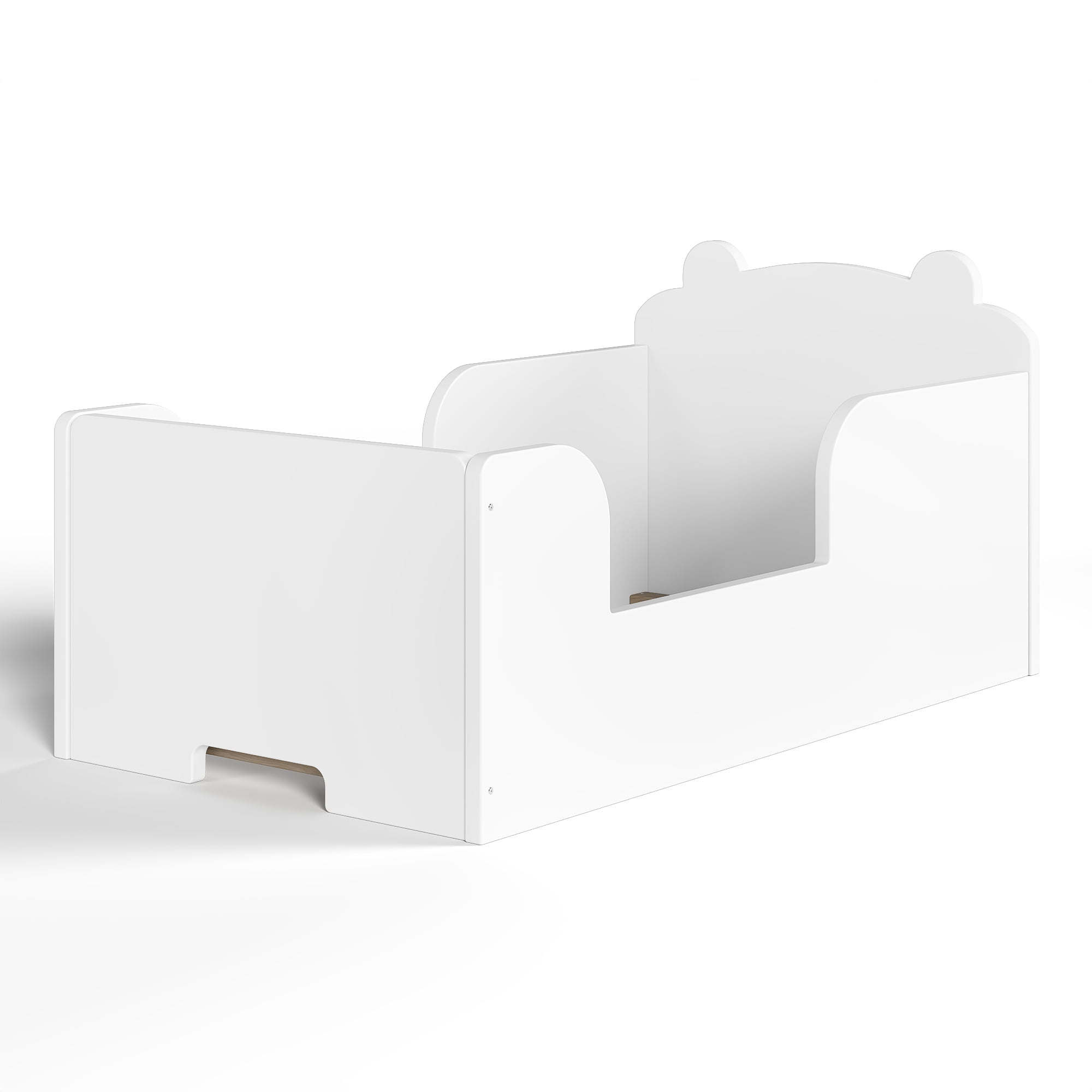 Jopath Toddler Floor Bed Frame, Cot Bed with Bear Shape Toddler Bed for Boys and Girls White