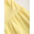 thumbnail image 5 of Women's Yellow Solid Ruched Strapless Simple Fashion Casual Holiday Beach Date Swing A-Line Dress Spring Summer, 5 of 6