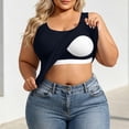 thumbnail image 2 of Yeaiivve Plus Size Tank Tops for Women Wide Strap Built In Bra Tank Tops Slim Fitted Ribbed Sleeveless Shirts Solid Color Casual Streetwear Tanks Navy 4XL, 2 of 8