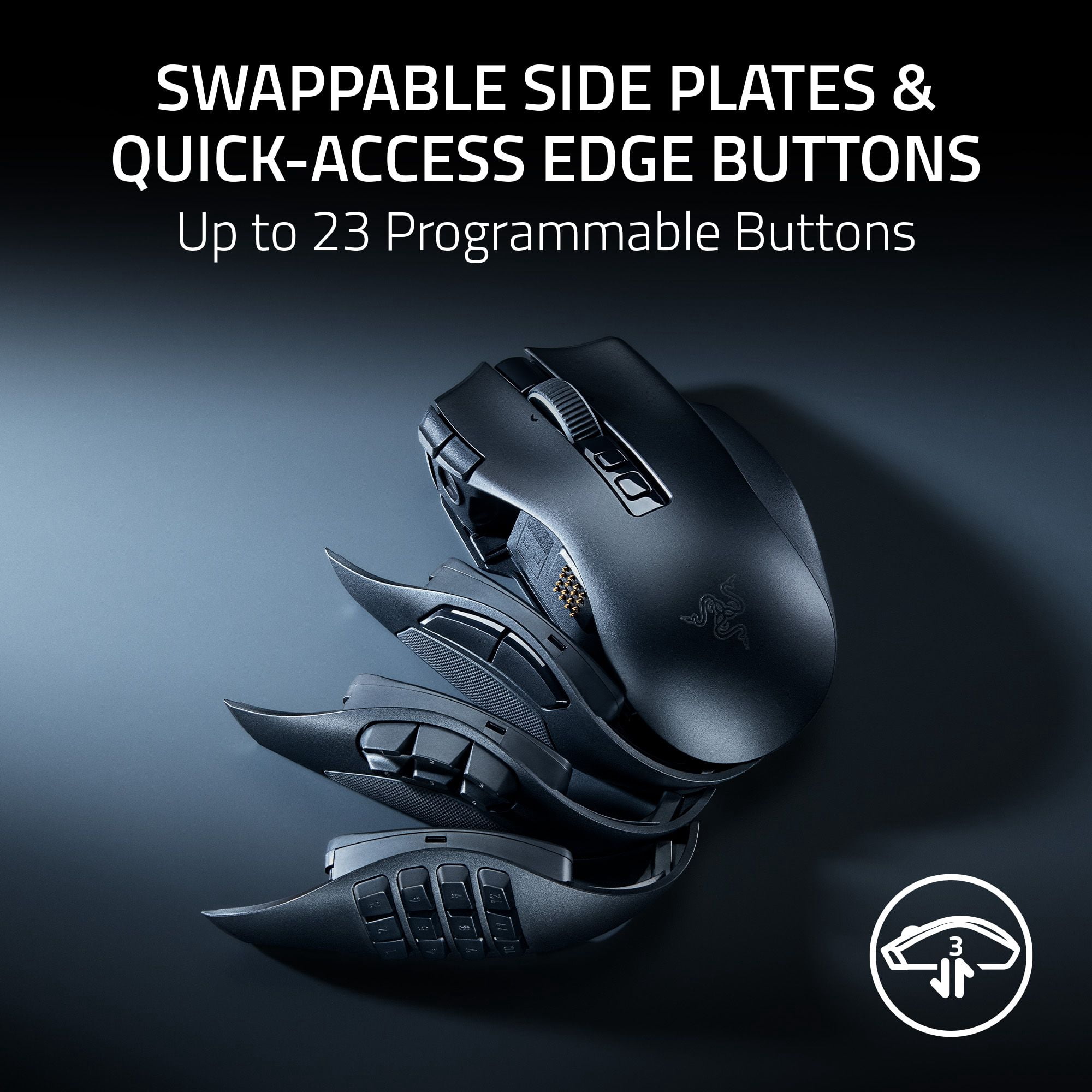 Razer Naga V3 Pro Wireless MMO Gaming Mouse with Swappable Side Plates, Black
